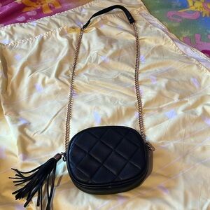 Black faux leather dress purse